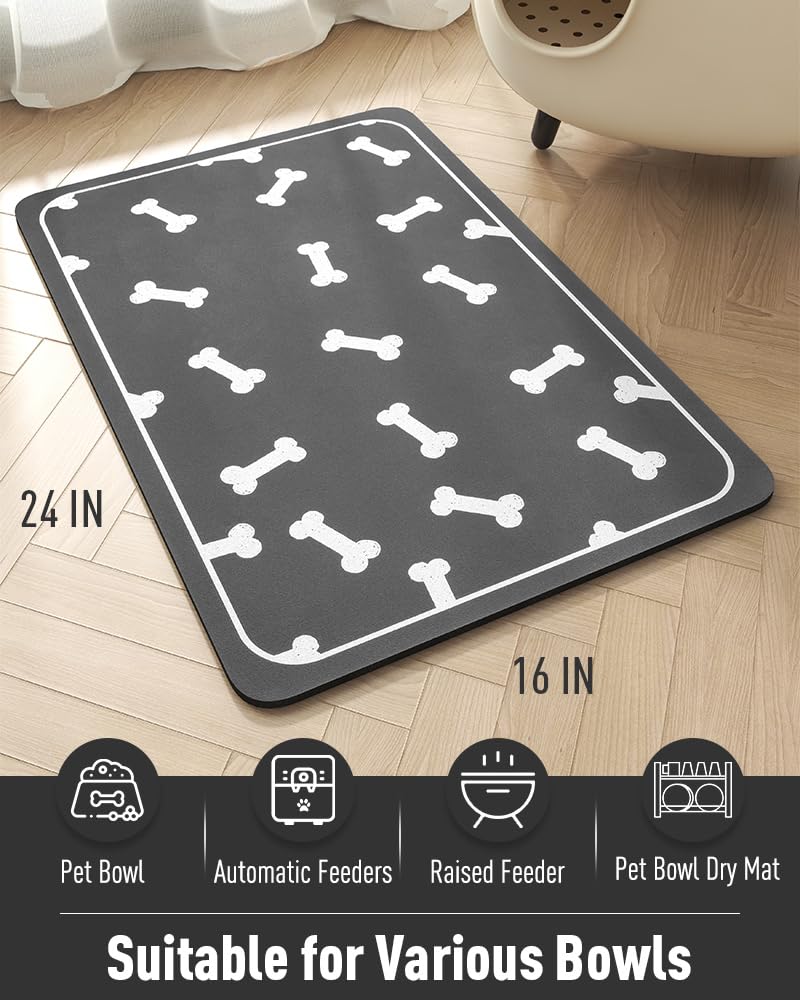 Pet Feeding Mat for Food and Water Bowl - No Stains Easy Clean Dog Food Quick Dry DogMat - Puppy Supplies Dog Water Bowl Mats - 7DAY'S