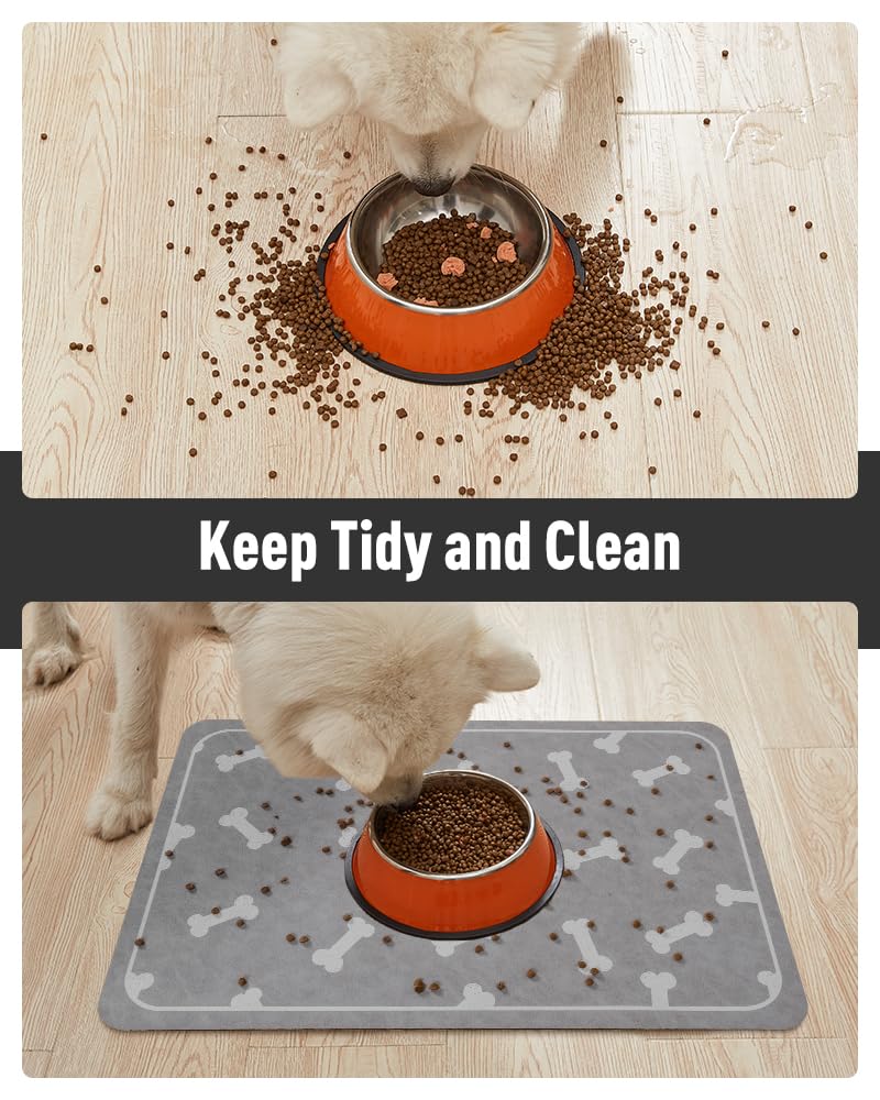 Pet Feeding Mat for Food and Water Bowl - No Stains Easy Clean Dog Food Quick Dry DogMat - Puppy Supplies Dog Water Bowl Mats - 7DAY'S