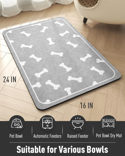 Pet Feeding Mat for Food and Water Bowl - No Stains Easy Clean Dog Food Quick Dry DogMat - Puppy Supplies Dog Water Bowl Mats - 7DAY'S