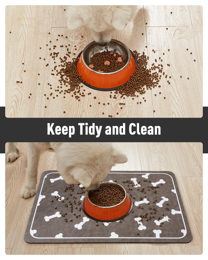 Pet Feeding Mat for Food and Water Bowl - No Stains Easy Clean Dog Food Quick Dry DogMat - Puppy Supplies Dog Water Bowl Mats - 7DAY'S