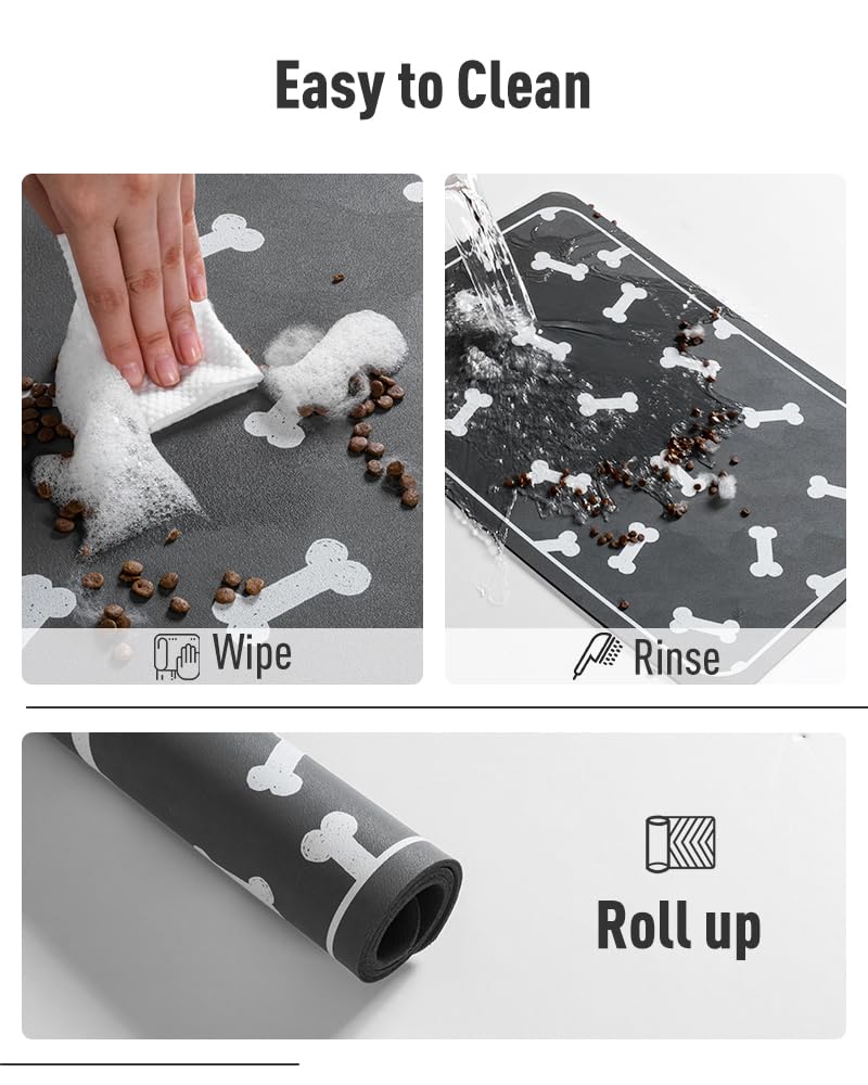Pet Feeding Mat for Food and Water Bowl - No Stains Easy Clean Dog Food Quick Dry DogMat - Puppy Supplies Dog Water Bowl Mats - 7DAY'S