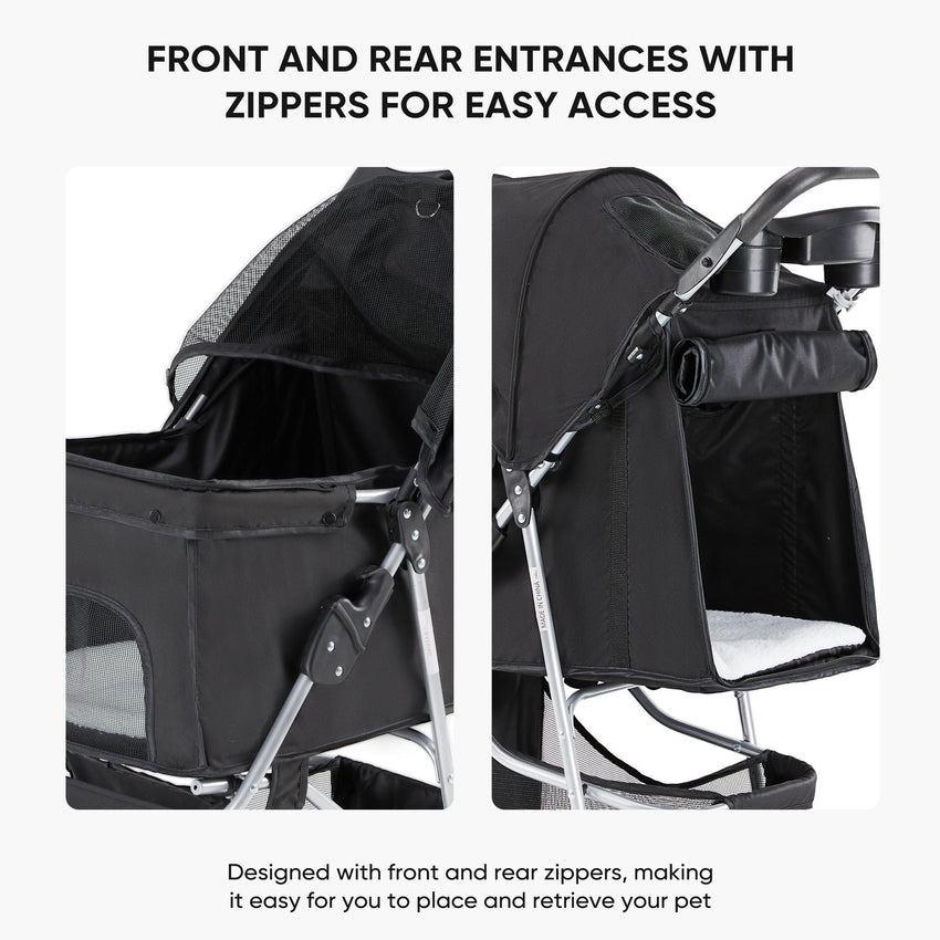 Pet Stroller for Dogs and Cats | Foldable, Lightweight, and Durable | Ideal for Small to Medium Pets | Includes Storage Basket - 7DAY'S