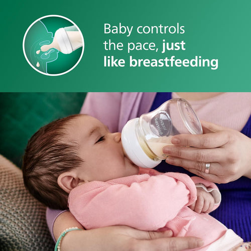 Philips Avent Natural Glass Baby Bottles with Natural Response Nipples (Slow Flow, Flow 2), 4oz, 4 - Pack, SCY910/04 - 7DAY'S