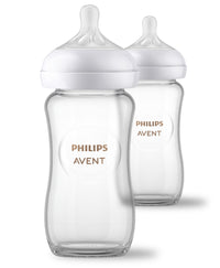 Philips Avent Natural Glass Baby Bottles with Natural Response Nipples (Slow Flow, Flow 2), 4oz, 4 - Pack, SCY910/04 - 7DAY'S