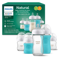 Philips Avent Natural Glass Baby Bottles with Natural Response Nipples (Slow Flow, Flow 2), 4oz, 4 - Pack, SCY910/04 - 7DAY'S