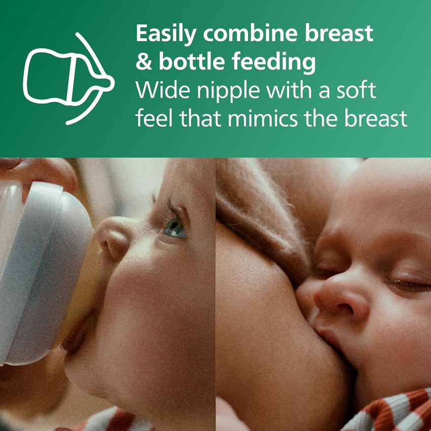 Philips Avent Natural Glass Baby Bottles with Natural Response Nipples (Slow Flow, Flow 2), 4oz, 4 - Pack, SCY910/04 - 7DAY'S