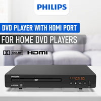 Philips DVD Players for TV with HDMI Port 1080P All Region HD DVD Player for Smart TV USB Input Remote Control Device, Mini DVD CD Player for Home Stereo System, HDMI and RCA Cable Included - 7DAY'S