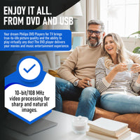 Philips DVD Players for TV with HDMI Port 1080P All Region HD DVD Player for Smart TV USB Input Remote Control Device, Mini DVD CD Player for Home Stereo System, HDMI and RCA Cable Included - 7DAY'S