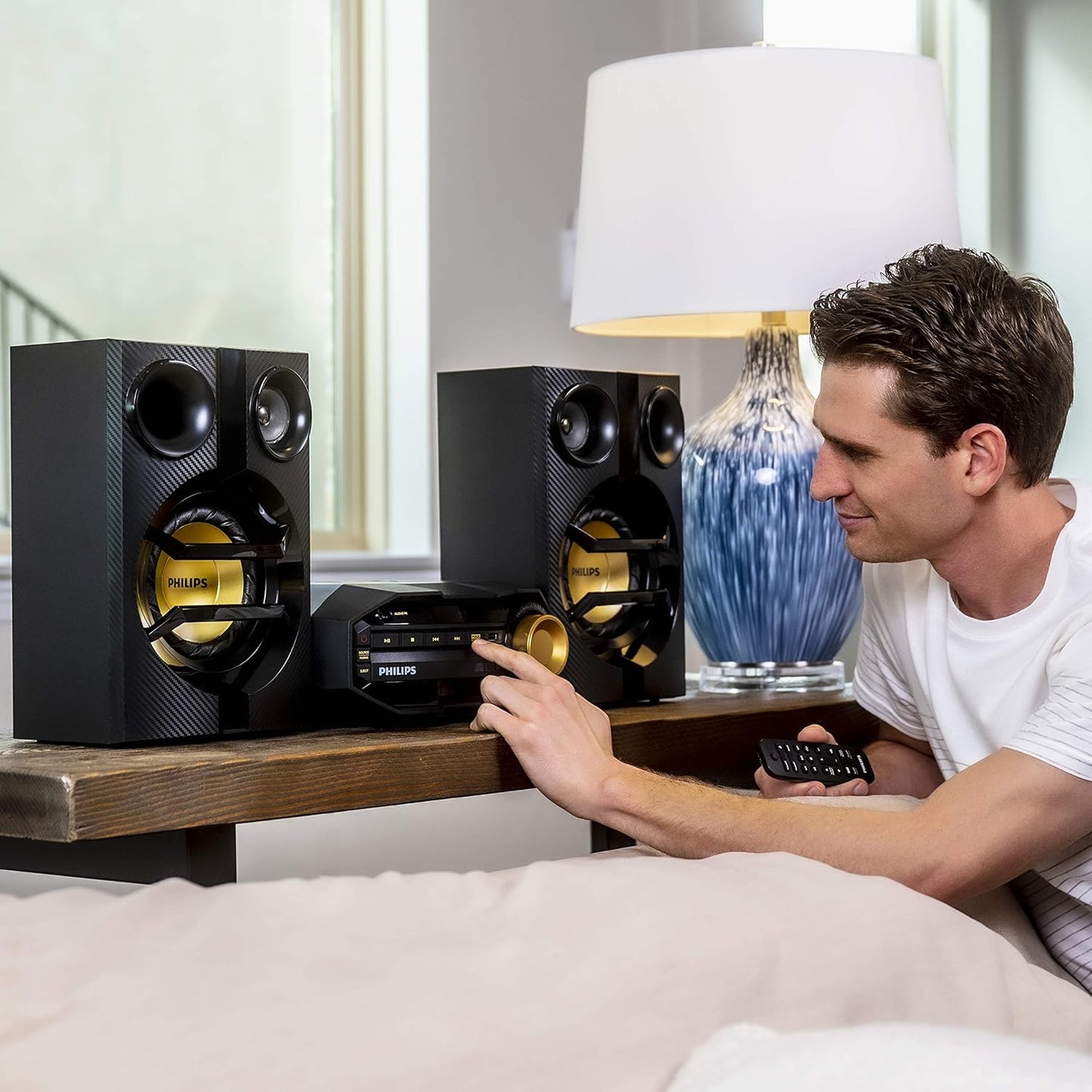 PHILIPS FX10 Bluetooth Stereo System for Home with CD Player , MP3, USB, FM Radio, Bass Reflex Speaker, 230 W, Remote Control Included - 7DAY'S