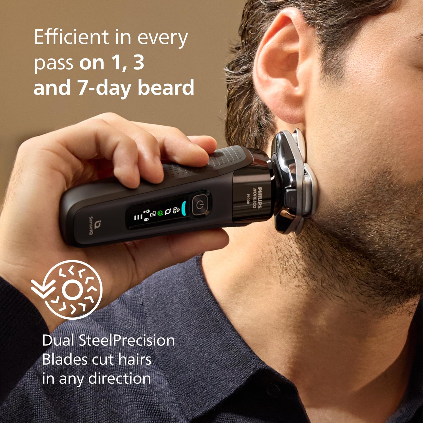Philips Norelco 9400 Rechargeable Wet/Dry Electric Shaver with SenseIQ and Comfort Glide Ring Technology, Battery Powered, Silver, S9502/83 - 7DAY'S