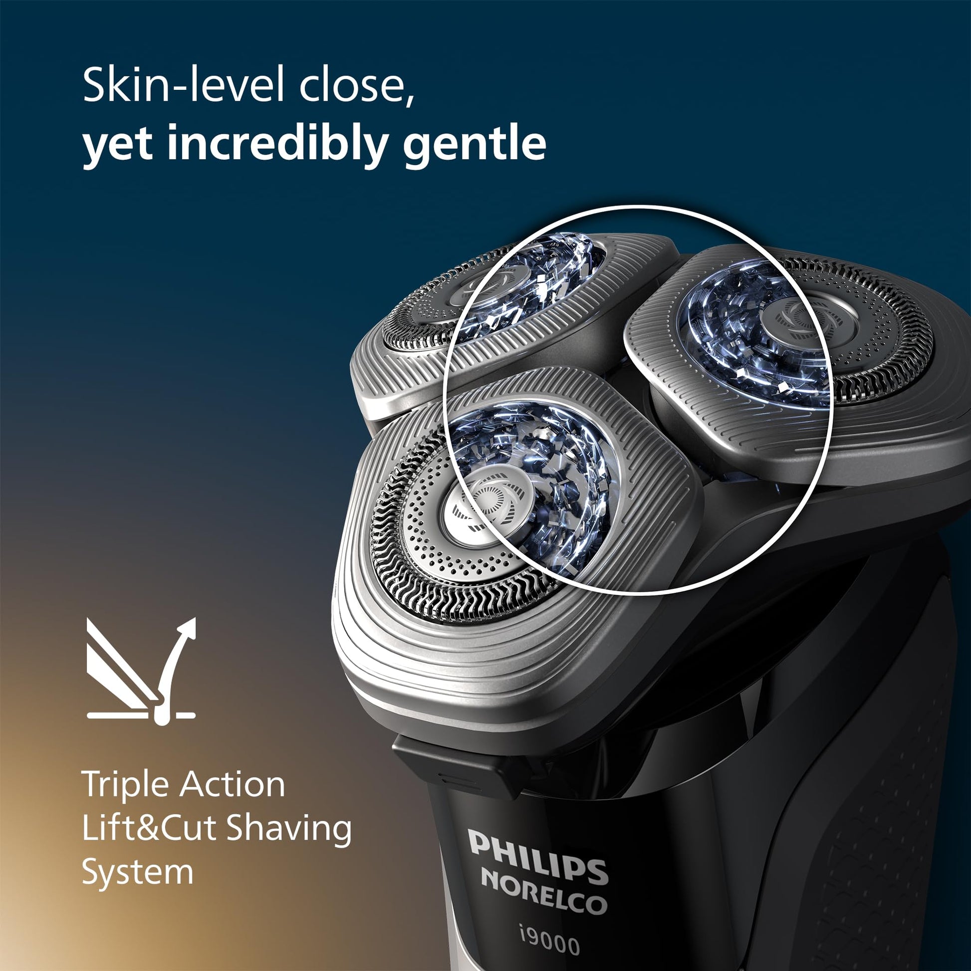Philips Norelco 9400 Rechargeable Wet/Dry Electric Shaver with SenseIQ and Comfort Glide Ring Technology, Battery Powered, Silver, S9502/83 - 7DAY'S