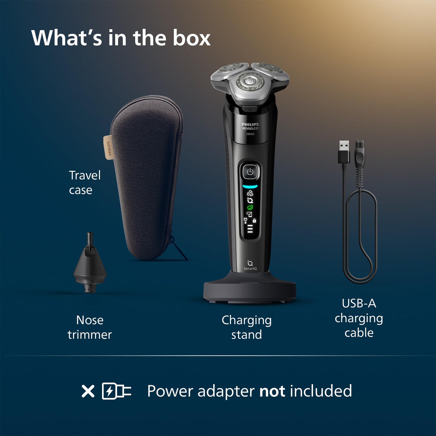 Philips Norelco 9400 Rechargeable Wet/Dry Electric Shaver with SenseIQ and Comfort Glide Ring Technology, Battery Powered, Silver, S9502/83 - 7DAY'S