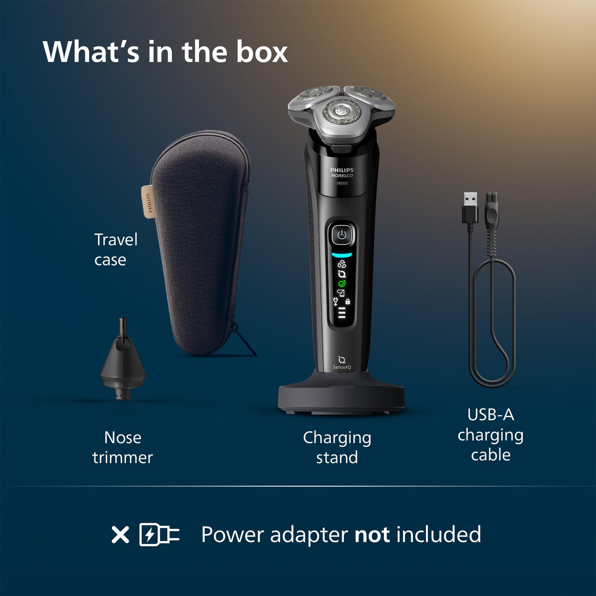 Philips Norelco 9400 Rechargeable Wet/Dry Electric Shaver with SenseIQ and Comfort Glide Ring Technology, Battery Powered, Silver, S9502/83 - 7DAY'S