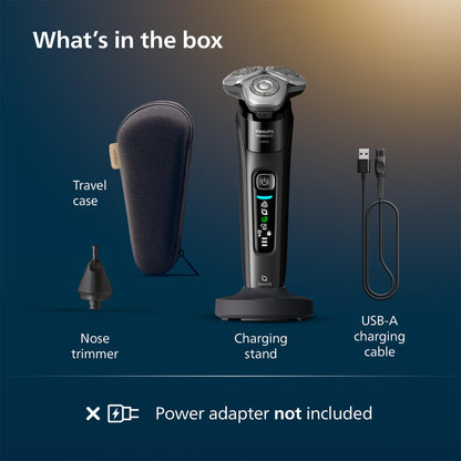 Philips Norelco 9400 Rechargeable Wet/Dry Electric Shaver with SenseIQ and Comfort Glide Ring Technology, Battery Powered, Silver, S9502/83 - 7DAY'S