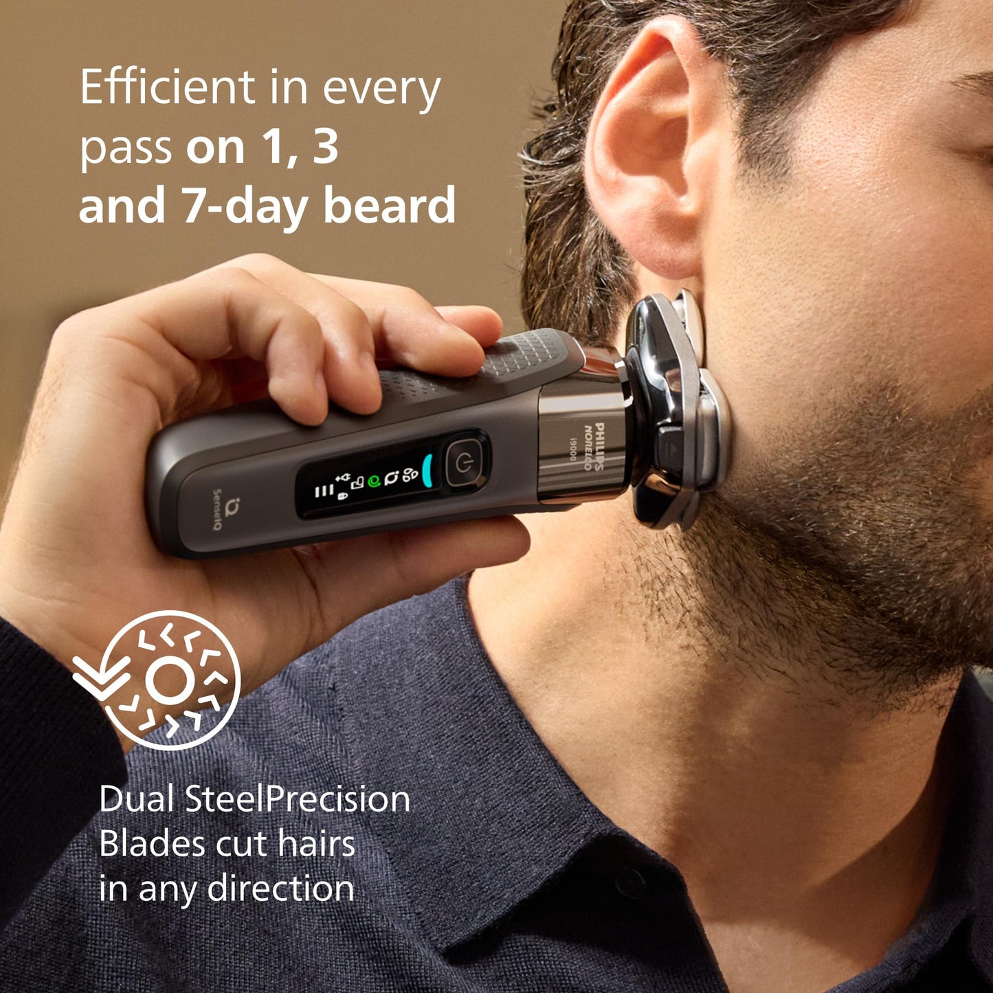 Philips Norelco 9400 Rechargeable Wet/Dry Electric Shaver with SenseIQ and Comfort Glide Ring Technology, Battery Powered, Silver, S9502/83 - 7DAY'S