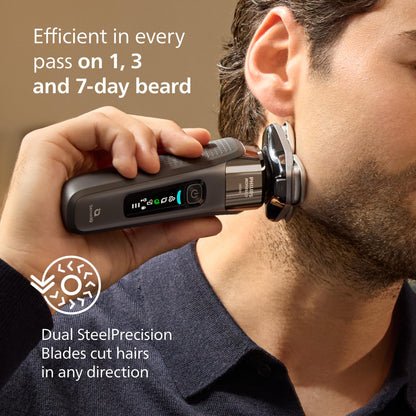Philips Norelco 9400 Rechargeable Wet/Dry Electric Shaver with SenseIQ and Comfort Glide Ring Technology, Battery Powered, Silver, S9502/83 - 7DAY'S