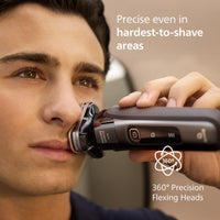 Philips Norelco 9400 Rechargeable Wet/Dry Electric Shaver with SenseIQ and Comfort Glide Ring Technology, Battery Powered, Silver, S9502/83 - 7DAY'S