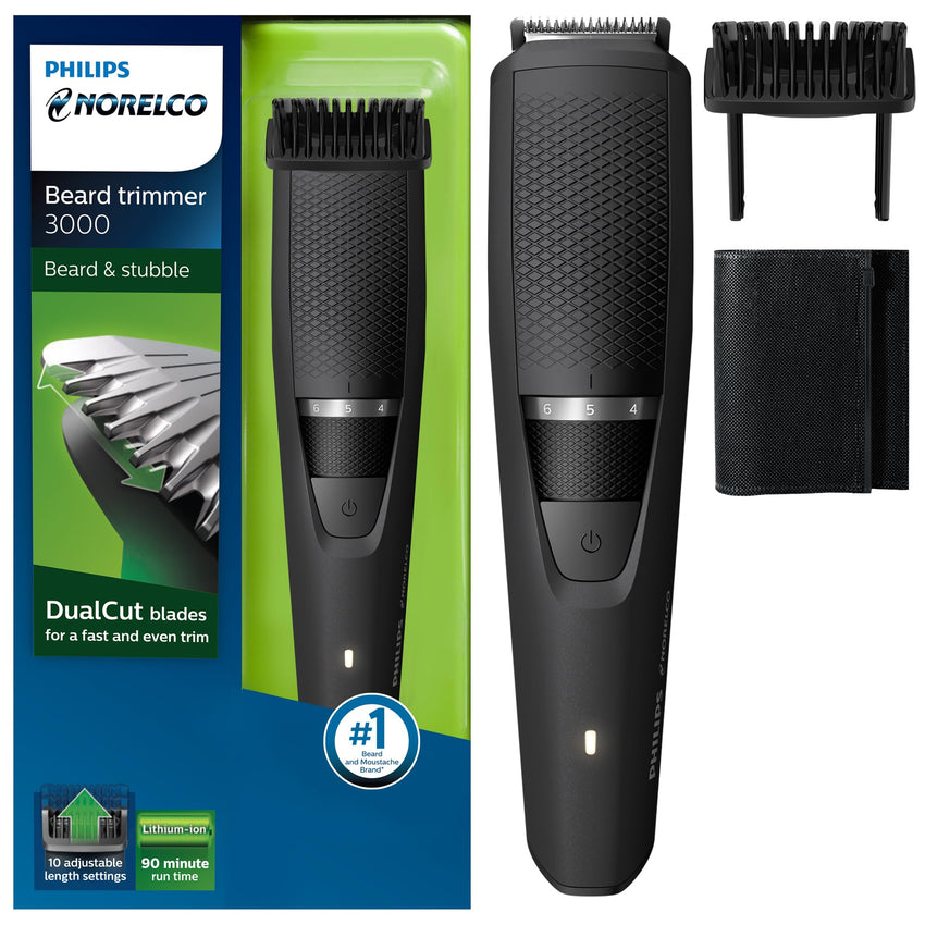 Philips Norelco Beard Trimmer and Hair Clipper, Cordless Grooming, Rechargeable, Adjustable Length, Beard Trimmer And Hair Clipper, No Blade Oil Needed, BT3210/41 - 7DAY'S