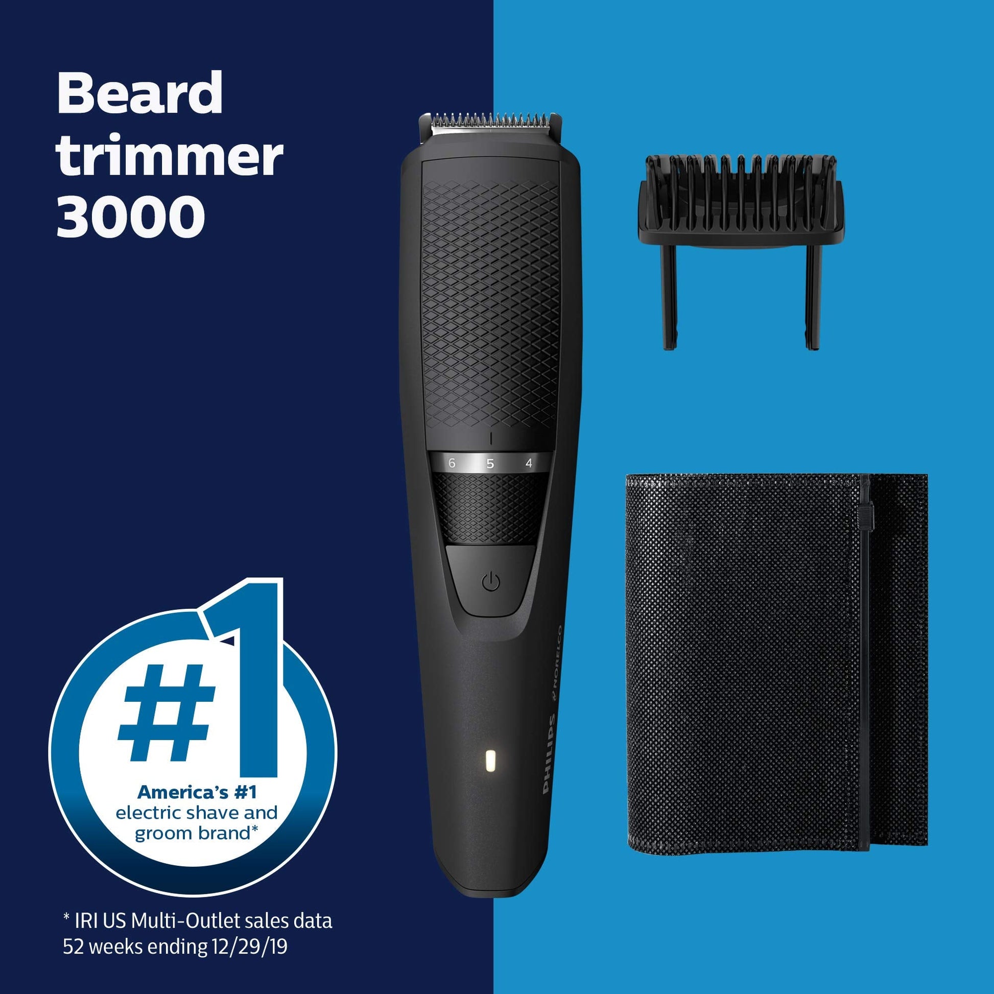 Philips Norelco Beard Trimmer and Hair Clipper, Cordless Grooming, Rechargeable, Adjustable Length, Beard Trimmer And Hair Clipper, No Blade Oil Needed, BT3210/41 - 7DAY'S