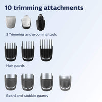Philips Norelco Multigroom All - in - One Trimmer Series 3000 with 13 pieces - No Blade Oil Needed, MG3750/50 - 7DAY'S