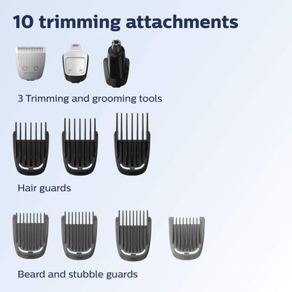 Philips Norelco Multigroom All - in - One Trimmer Series 3000 with 13 pieces - No Blade Oil Needed, MG3750/50 - 7DAY'S
