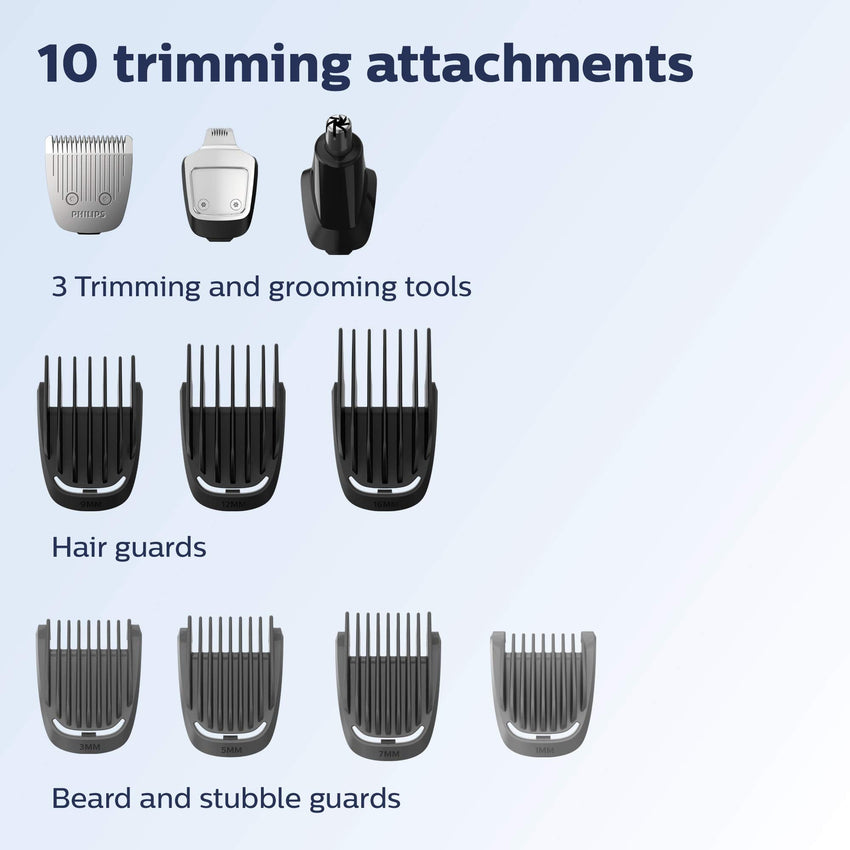 Philips Norelco Multigroom All - in - One Trimmer Series 3000 with 13 pieces - No Blade Oil Needed, MG3750/50 - 7DAY'S