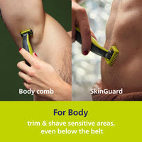 Philips Norelco OneBlade Face + Body Hybrid Electric Trimmer and Shaver, QP2630/70 - 7DAY'S