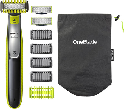 Philips OneBlade Hybrid Body and Face Stubble Trimmer with 4 x Lengths, 2 Extra Blade and Travel Pouch, - 7DAY'S