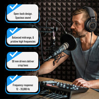 PHILIPS Over Ear Open Back Stereo Headphones Wired with Detachable Audio Jack, Studio Monitor Headphones for Recording Podcast DJ Music Piano Guitar (SHP9600) - 7DAY'S
