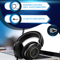 PHILIPS Over Ear Open Back Stereo Headphones Wired with Detachable Audio Jack, Studio Monitor Headphones for Recording Podcast DJ Music Piano Guitar (SHP9600) - 7DAY'S