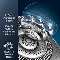 Philips Rechargeable Wet/Dry Electric Shaver Series 9000 with SenseIQ and Comfort Glide Ring Technology, Battery Powered, Silver - 7DAY'S