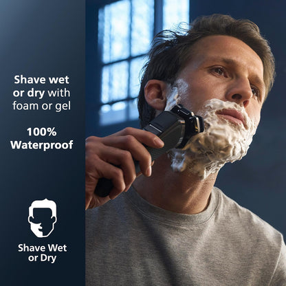 Philips Rechargeable Wet/Dry Electric Shaver Series 9000 with SenseIQ and Comfort Glide Ring Technology, Battery Powered, Silver - 7DAY'S
