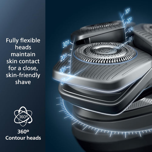 Philips Rechargeable Wet/Dry Electric Shaver Series 9000 with SenseIQ and Comfort Glide Ring Technology, Battery Powered, Silver - 7DAY'S