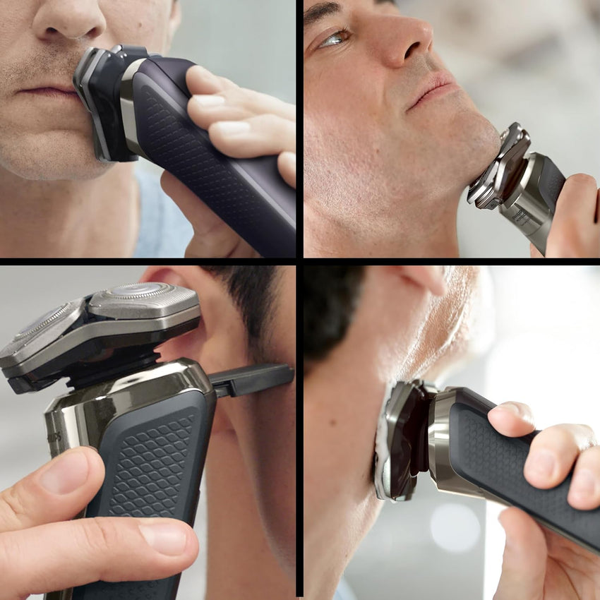 Philips Rechargeable Wet/Dry Electric Shaver Series 9000 with SenseIQ and Comfort Glide Ring Technology, Battery Powered, Silver - 7DAY'S