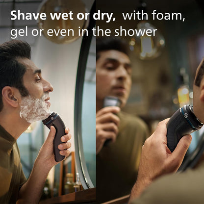 Philips Shaver for Men Series 3000 Rechargeable Wet/Dry Mens Electric Shavers Electric Razor for Men - Modern Steel Metallic - 7DAY'S