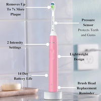 PHILIPS Sonicare Electric Toothbrush with DiamondClean Brush Head, Phillips Sonicare Rechargeable Toothbrush with Pressure Sensor, Travel Case, Sonic Electronic Toothbrush (Pink) - 7DAY'S