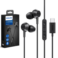 Philips USB C Earbuds Wired with Microphone, in Ear Type C Headphones with mic, Powerful Bass, Lightweight, USB - C Wired Earphones, 3 - Button in - line Remote Ear Buds (Black) - 7DAY'S