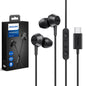 Philips USB C Earbuds Wired with Microphone, in Ear Type C Headphones with mic, Powerful Bass, Lightweight, USB - C Wired Earphones, 3 - Button in - line Remote Ear Buds (Black) - 7DAY'S