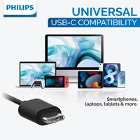Philips USB C Earbuds Wired with Microphone, in Ear Type C Headphones with mic, Powerful Bass, Lightweight, USB - C Wired Earphones, 3 - Button in - line Remote Ear Buds (Black) - 7DAY'S