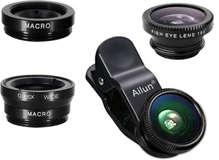Phone Lens,by Ailun,3 in 1 Clip on 180 Degree Fish Eye Lens+0.65X Wide Angle+10X Macro Lens,Universal HD Camera Lens Kit for Mobile Phone,Cellphone,Smart Phone
