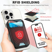 Phone Wallet with Adjustable Stand, [RFID Blocking] Credit Card Holder, Fit 5 Cards, PU Leather Magnetic Wallet for iPhone 16/15/14/13/12/Plus/Pro/Pro Max Series, Not for mini, Black - 7DAY'S