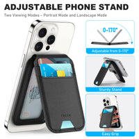 Phone Wallet with Adjustable Stand, [RFID Blocking] Credit Card Holder, Fit 5 Cards, PU Leather Magnetic Wallet for iPhone 16/15/14/13/12/Plus/Pro/Pro Max Series, Not for mini, Black - 7DAY'S
