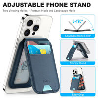 Phone Wallet with Adjustable Stand, [RFID Blocking] Credit Card Holder, Fit 5 Cards, PU Leather Magnetic Wallet for iPhone 16/15/14/13/12/Plus/Pro/Pro Max Series, Not for mini, Black - 7DAY'S