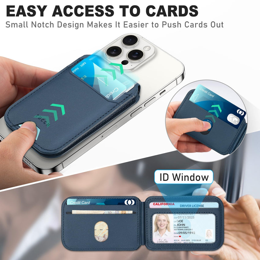 Phone Wallet with Adjustable Stand, [RFID Blocking] Credit Card Holder, Fit 5 Cards, PU Leather Magnetic Wallet for iPhone 16/15/14/13/12/Plus/Pro/Pro Max Series, Not for mini, Black - 7DAY'S