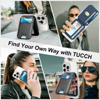 Phone Wallet with Adjustable Stand, [RFID Blocking] Credit Card Holder, Fit 5 Cards, PU Leather Magnetic Wallet for iPhone 16/15/14/13/12/Plus/Pro/Pro Max Series, Not for mini, Black - 7DAY'S