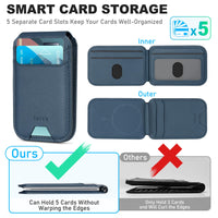 Phone Wallet with Adjustable Stand, [RFID Blocking] Credit Card Holder, Fit 5 Cards, PU Leather Magnetic Wallet for iPhone 16/15/14/13/12/Plus/Pro/Pro Max Series, Not for mini, Black - 7DAY'S
