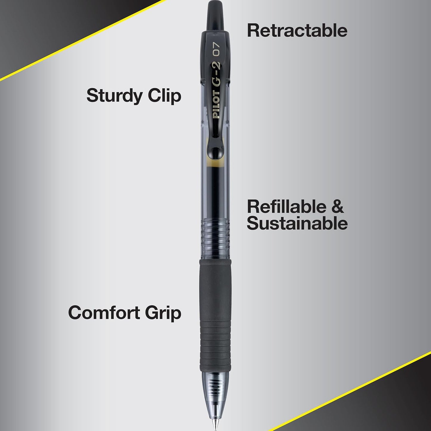 Pilot G2 Premium Gel Roller Pens 0.7, Fine Point Smooth Writing Pens Black, Pack of 12 - 7DAY'S