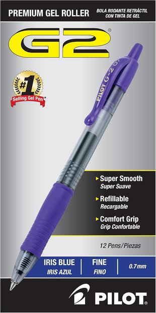Pilot G2 Premium Gel Roller Pens 0.7, Fine Point Smooth Writing Pens Black, Pack of 12 - 7DAY'S