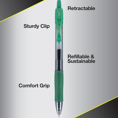 Pilot G2 Premium Gel Roller Pens 0.7, Fine Point Smooth Writing Pens Black, Pack of 12 - 7DAY'S