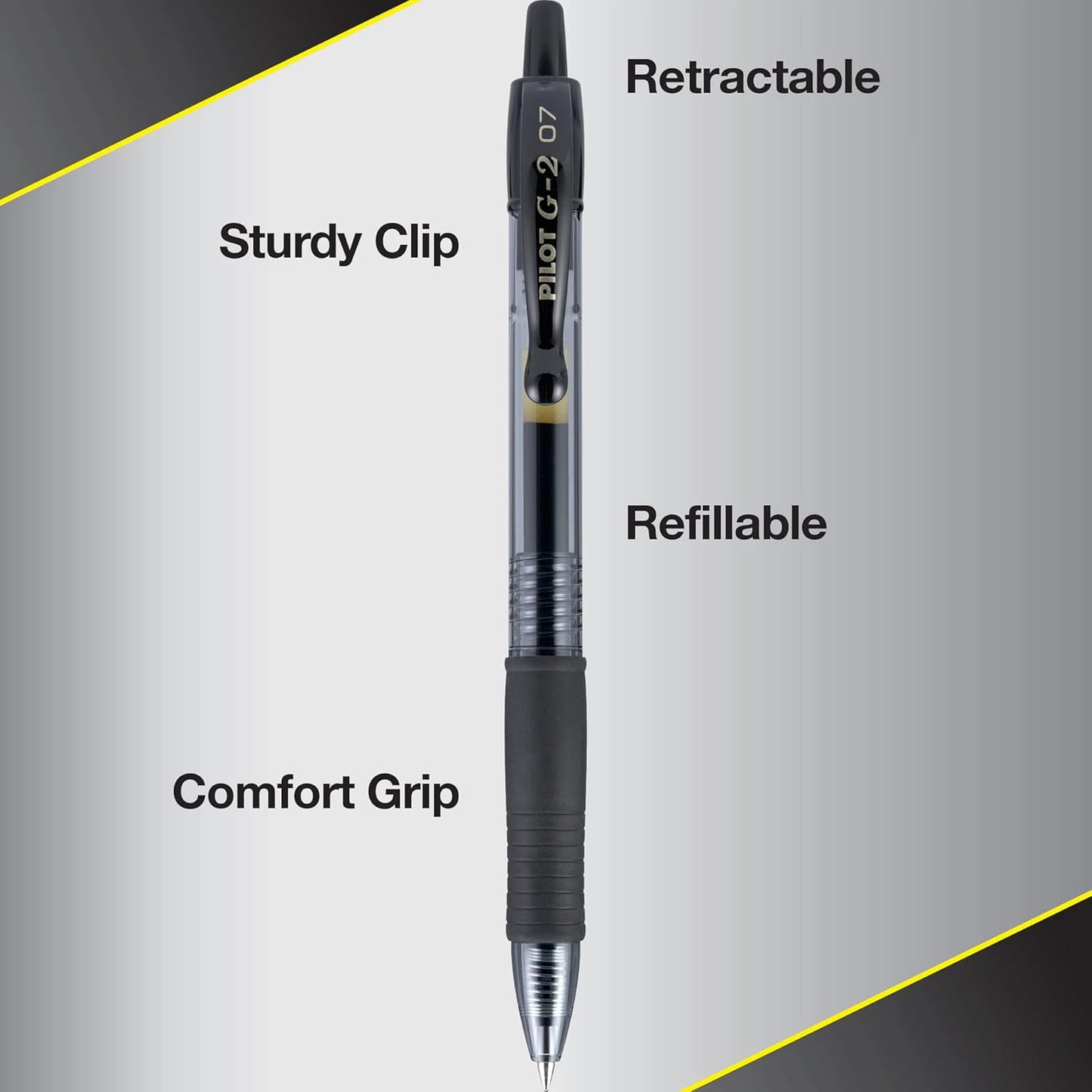 Pilot G2 Premium Gel Roller Pens 0.7, Fine Point Smooth Writing Pens Black, Pack of 12 - 7DAY'S